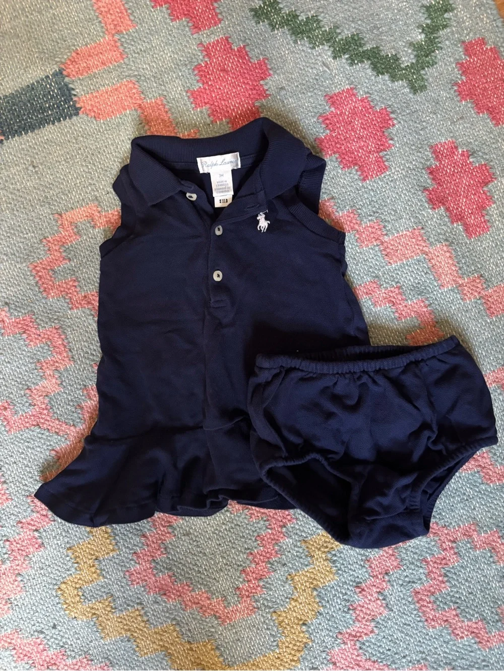 Ralph Lauren Navy Sleeveless Polo Top with Matching Bloomers